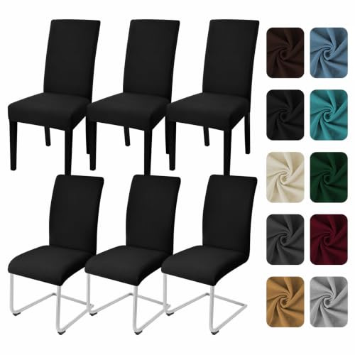 Yugarlibi Stuhlhussen 6er Set Stretch Stuhlbezug Schwingstuhl Schwarz | Elastische Stuhlhussen Schwingstuhl Stuhlbezug Universal Esszimmerstühle Bezug Waschbare hussen für stühle Küche Hochzeit