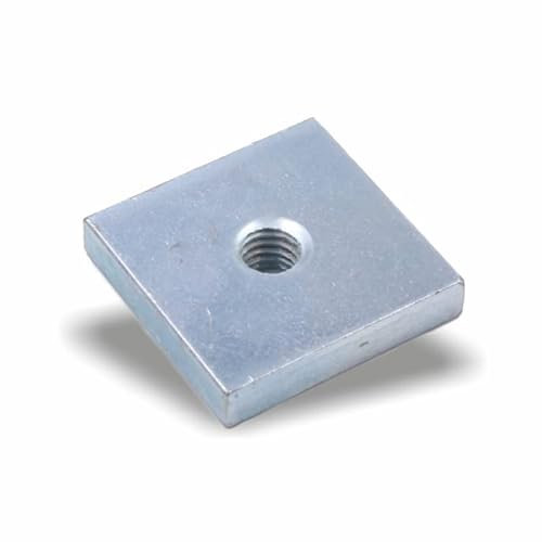 Nutenstein | Gewindeplatte 20x20x4 mm M6 Gewinde mittig | Stahl galvanisch verzinkt (10 Stück)