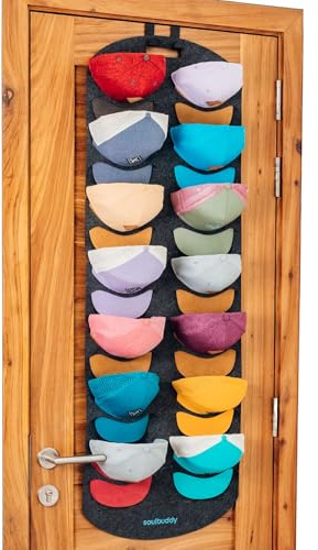 Soulbuddy Organisateur de casquettes - 14 Crochets | Rangement pour casquettes | Étagère suspendue pour casquettes | Rangement de chapeaux | Support de casquette de baseball