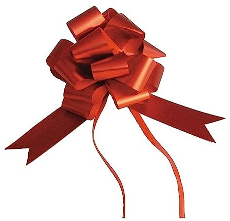 30 Coccarde per Pacchi Regalo Autotiranti, Fiocchetti Natalizi Piccoli, Ideali per Eventi, Cerimonie, Matrimoni, Fiocchi per Pacchetti Pacco Regalo 3 x 47 cm, Disponibili Varie Colorazioni (Rosso)
