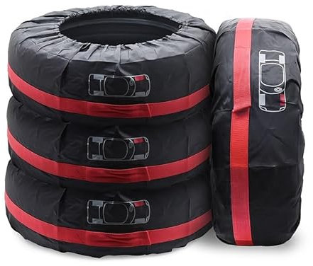 Reifentaschen 1/4PCS Auto Ersatz Reifen Abdeckung Fall Polyester Auto Rad Reifen Lagerung Taschen Fahrzeug Reifen Zubehör Staub-Beweis Schutz Styling (Color : 4pcs Red 16-20 inch)