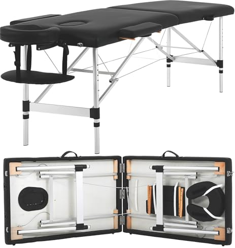 PayLessHere Aluminium Massage Bed Portable Massage Table 24 inch Wide Lash Bed 2 Folding Height Adjustable Spa Table with Non-Woven Bag for Spa Footmassage Facial CareSpa Tattoo