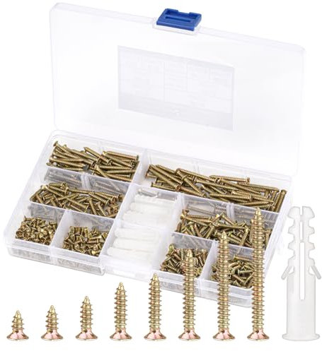 Schrauben Set,420 Stück Holzschrauben,Edelstahl Schrauben Sortiment mit Aufbewahrungsbox,Selbstschneidende Schrauben mit Senkkopf für DIY-Projekt,Reparatur