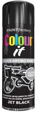 SDMAX Black gloss spray can 250ml, general purpose - Aerosol Colour It Spray, Quick Drying DIY Plastic Metal Wood, Professional Finish Spray Wood Colour Paint 250ml (1)