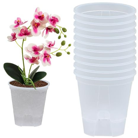 Auto-arrosage Pot de Plante Respirante Orchidée Pot Self Watering Planter avec Trou de Drainage 5,5 Pouces reables Auto-arrosage Pots de Fleurs Transparentes 10pcs