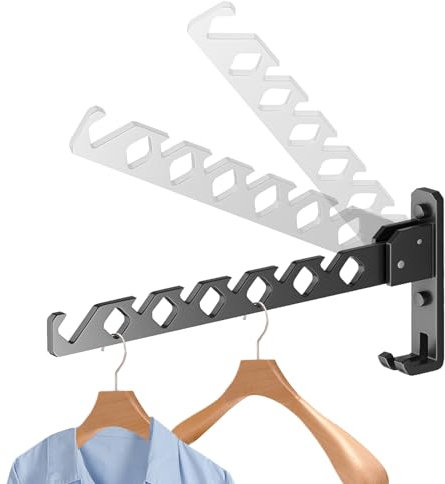 Vueinrg Perchero de Pared Plegable Gancho para Ropa Plegable de Aleación de Aluminio Colgador Ropa Pared Montado Percheros Pared Giratorio 180° Tendederos Plegables de Pared para Cuarto, Baño, Balcón