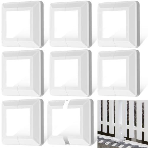 Tandefio Lot de 8 cache-poteaux en métal blanc de 10,2 x 10,2 cm pour clôture en bois, terrasse, balustre (taille intérieure 8,9 x 8,9 cm)