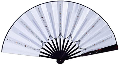 Whnbuij Chinesischer LED-Ventilator – beleuchtete Ventilatoren, faltbarer Handventilator, Bühnenauftritts-Show beleuchteter Ventilator, Hochzeits-Nachtbar, Club, fluoreszierende Requisiten