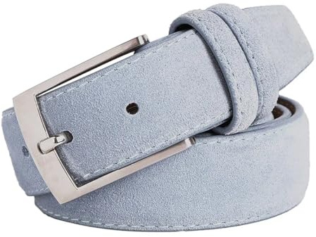 Wvapzxx Herren-Gürtel aus Wildleder für Jeans, Hellblau, 90 cm