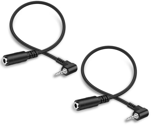 J&D 2,5 mm Klinkenstecker männlich auf 3,5 mm Klinkenbuchse weiblich Stereo-Audiokabel, 90-Grad-Winkel-Kopfhörerkabel kompatibel mit Radios, Kopfhörern, Recordern, Kameras, 0,2 Meter