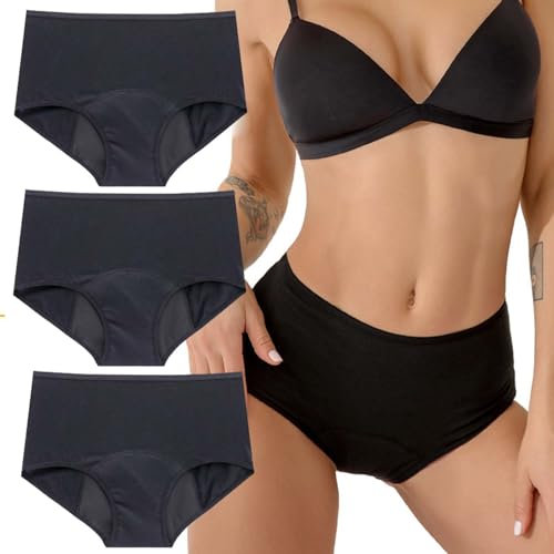 WACTWJNA Periodenunterschwäsche Starke Blutung,36ML Perioden Unterwäsche Damen Menstruation Unterhosen Postpartum Slips 3er Pack(M)