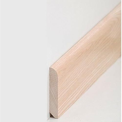 PROVISTON Plinthe en bois massif - 10 x 58 x 2400 mm - Bois massif de frêne - À coller, visser et clouer - 2,4 m - 1 pièce