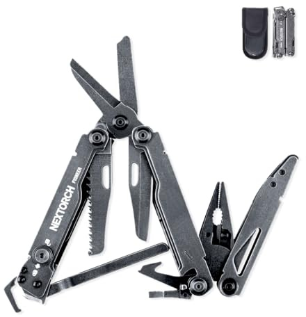 NEXTORCH Pioneer MT20 - Attrezzo multiuso con 14 funzioni in 1, pinza tascabile da 60 mm con taglierina per corda, apriscatole, cacciavite per campeggio all'aperto, coltello multiuso EDC, attrezzatura