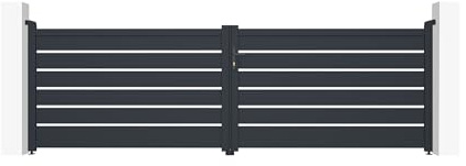 Casanoov Portail battant 4m VOGEL H.120cm + 2 poteaux H.166cm aluminium gris