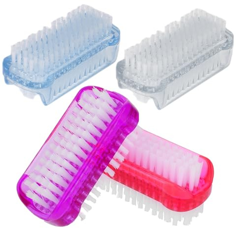 GUTERTOP 4 Stück Handbürste, Handwaschbürste, Nagelbürste, Doppelseitige Nagelbürste, Nail Brush Handwaschbürste Fingernagelbürste für Männer und Frauen(Rot Blau Lila Transparent)