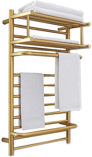 Scaldasalviette riscaldatore da parete per bagno, portasciugamani riscaldato elettrico a parete, portasciugamani riscaldato in acciaio inossidabile 304, portasciugamani per bagno, Oro Feito na