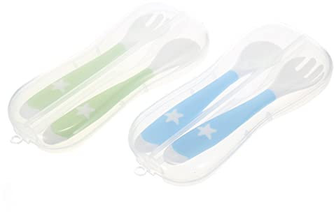 ibasenice 4stücke Teiliges Babylöffel Und Set Flexible Esslernbesteck Für Selbstständiges Füttern Ergonomische Griffe Für Beikosteinführung Sternenmotiv