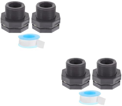 POPETPOP 2 Juegos Conector De Partición De PVC Conectores De Barril De Lluvia Tanque De Almacenamiento Racor Pasamuros 3/4 Manguera Conector De Agua Grey De Polivinilo 2 Piezas * 2