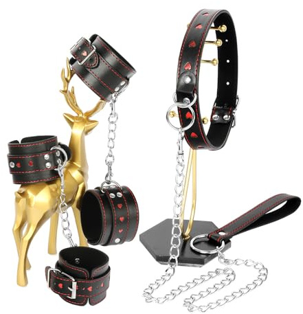 TAUOE Sangles de yoga, sangles en cuir, bracelets, colliers, cordes de traction de yoga et ensembles d'accessoires de jeu de rôle personnalisés en forme de cœur