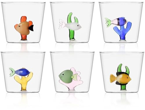 Ichendorf Milano Lot de 6 Tumbler, Collection Marine Garden, 35 cl, verre borosilicate, fait à la main