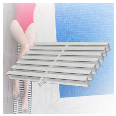 Rejilla de plástico para desagüe de piscina, baño, patios, terrazas, pasarelas, desagüe de ducha en forma de T (18 x 100 cm, 10 unidades)