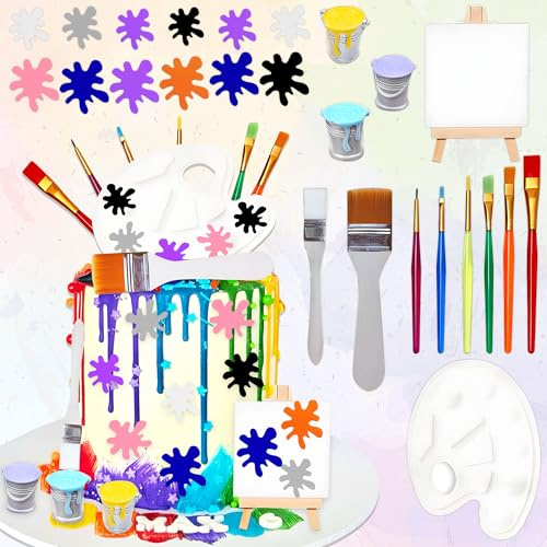 Art Paint Cake Topper Paint Brush Canvases Palette Cake Topper | Artist Themed Cake Decor Slime Happy Birthday Cake Decoration