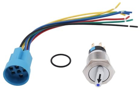 Be In Your Mind Juego de Interruptores Giratorios de 3 Posiciones de 19 Mm (3/4) 12 V/24 V CC con Enclavamiento DPDT Color Azul