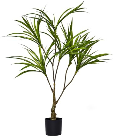 SARKEY Artificial Dracaena Plant Indoor Fake Tree, Fake Floor Plants, Faux Tropical Yucca Tree, Floor Decor Plants, for Home Office Room Decor Housewarming Gift Indoor(100cm/39.4in)
