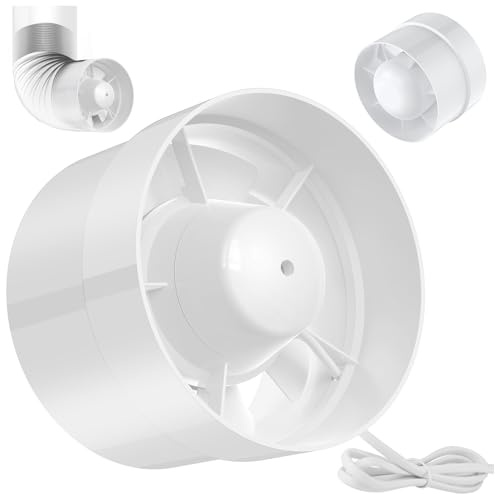 Aprto Rohrventilator 125mm, Rohrlüfter 320 m³/h, 34dB Leise, Abluftventilator Rohrlüfter 125mm, Rohrventilator Rauchabzug für Badezimmer, Küche, WC, Gewächshaus, Growzelt, Garage