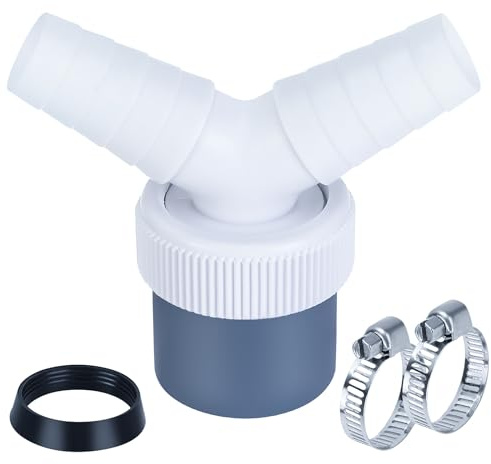 Raccordo Doppio Scarico per Lavatrice e Lavastoviglie, Doppio adattatore a Y per lavatrice, DN 40 – adattatore di scarico per tubo Ø 40 mm e ingresso Ø 18 – 24 mm lavastoviglie