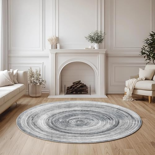 WTHYGB KUZRZNH Rund Teppich, Waschbarer Runder Teppich, rutschfest,120cm | Weicher Kunstwolle AbstraktTeppich für Wohnzimmer, Schlafzimmer, Küche, Kinderzimmer, Esszimmer und Büro #Y1035
