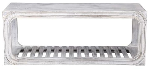 Marrakesch Skandinavische Sitzbank Schuhbank aus Holz massiv 114cm groß | Vintage Stil Bank Holzbank als Schlafzimmer oder Flur Deko | Balkonbank Blumenbank Absalon für den kleinen Balkon