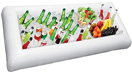 Lodoot Aufblasbarer Eistrog, PVC, Wasserunterhaltung, Salat, Tellerständer, Eiskübel und Glas, weißes PVC, Weiß