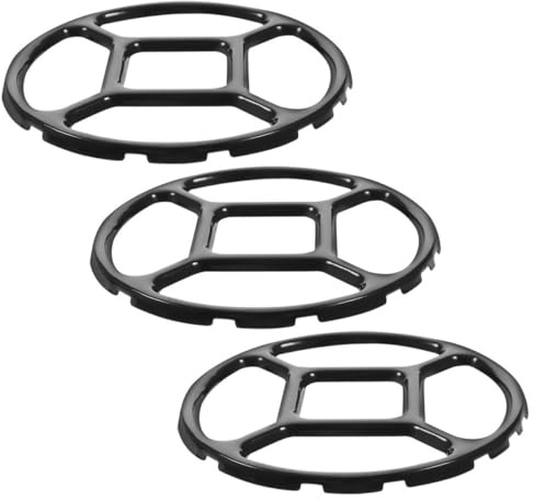 DEARMAMY 3pcs Enamel Flat Wok Stand for Gas Burner Anti-slip Design Easy Storage and Balancing Small Pots Or Pans, Black Gas Stove Accessory for Kitchen Use