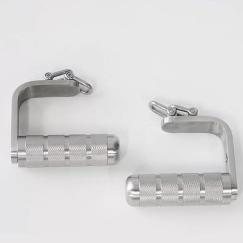 WADPP 304 Stainless Steel L-Shaped Arm Wrestling Handle, Professional Wrist Forearm Exerciser with 360° Rotating Grip & Dual Shackle Settings for Pulley Cable Machine, Gym Strength Training,2Pcs