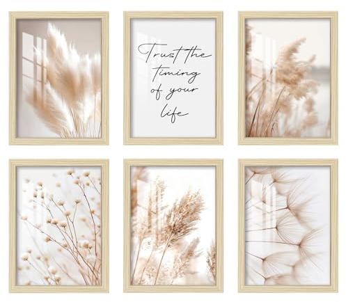 6 Pack 2cm A4 Picture Frames 21x29.7cm OAK Photo Frame with HD Acrylic Glass MDF Wood Poster Frames for Photo Gallery Certificate Jigsaw Puzzles Artwork Horizontal or Vertical Wall Hanging or Tabletop