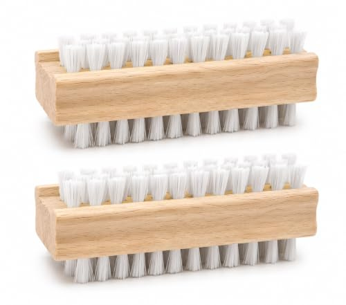 Wooden Nail Brush Nail Cleaning Brush Double Sided Nail Scrubbing Brush Hand Foot Fingernails Toenail Cleaning Scrubber With Natural Plastic Bristles Ideal For Home Pedicure & Manicure(Pack Of 2)