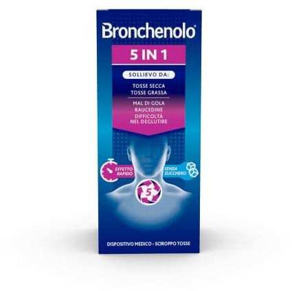 BRONCHENOLO 5IN1 aiuta contro tosse secca, tosse grassa, mal di gola, raucedine, deglutizione