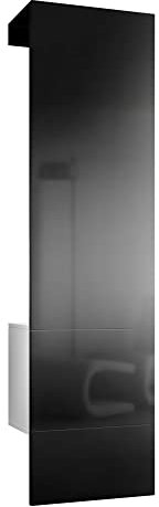 Vladon Garderobe Carlton Set 5, Made in Germany, Garderobenset bestehend aus 1 Garderobenpaneel mit integrierter Tür und 1 Kleiderstange, Weiß matt/Schwarz Hochglanz (52 x 193 x 35 cm)