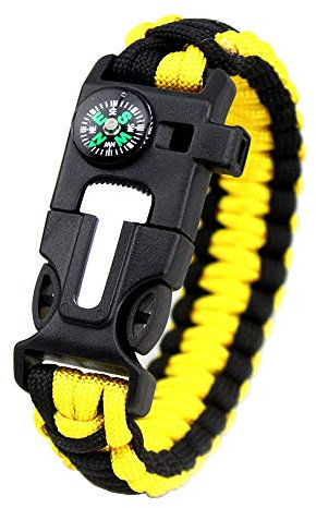 MansWill 5 in 1 Survival Armband, Neue 7 Kern Paracord Notfall Sport Bracelet Ausrüstung Wasserdichter Kompass, Rettungspfeife, Feuer Starter Multi-Tool Wilderness Adventure Zubehör