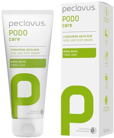 peclavus PODOcare fotkräm vinblad 100 ml | Fotkräm med vinlövsextrakt | stärker vävnad och ger näring åt huden | NATRUE-certifierad naturkosmetik