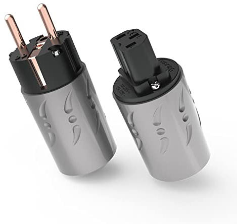 Viborg VE502+VF502 High End Reines Kupfer Schukostecker Netzstecker+HiFi Kaltgerätestecker (Reines Kupfer)