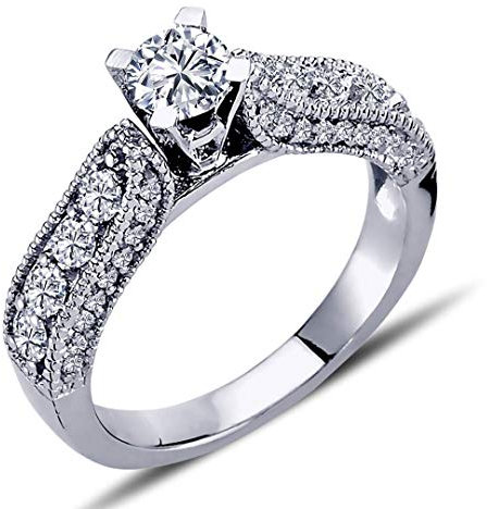 0,95 Carat Diamantring Solitär Verlobungsring in 14 Karat Weißgold
