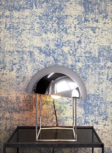 NEWROOM Tapete Blau Vlies Betonoptik - Industrial Glamour Putzstruktur glänzend für Wohnzimmer Schlafzimmer