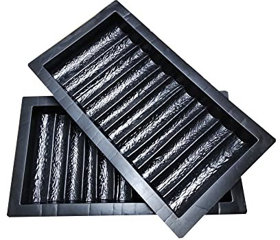 FHONYX 2 PCS Concrete Moulds 50x25x5,5cm, Edge, Palisade, Kerb, Imitation Wood, Garden Lawn, Decoration Garden, Path, DIY, Pavement, Paving Stones, Reusable, Multi-Purpose, cast