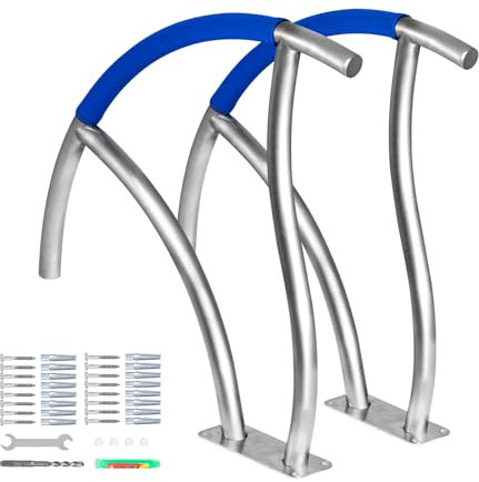 VEVOR Corrimano per Piscina in Acciaio Inox da 76,2x76,2 cm, Capacità 170 kg per Piscina Scala Corrimano con Copertura dell'Impugnatura in Nylon da 50 cm, Maniglione per Piscina Spa Parco Acquatico