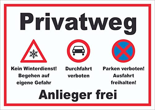 Privatweg KeinWinterdienst Durchfahrt Parken verboten Schild A6 (105x148mm)