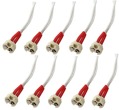 MR16 GU5.3 /G4 Lamp Holder, Bi-Pin Base for 12V Halogen/LED Birne, Ceramic Socket with 150MM for G4, G6.35, GY6.35, GX5.3 MR16, GZ4 MR11 (10)