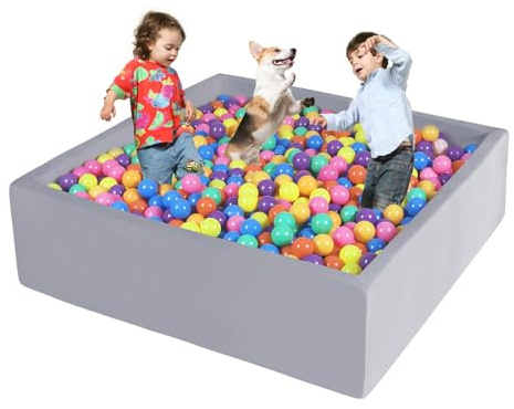 Foam Ball Pit for Toddlers - CALEPTONG 47.2 x 47.2 x 13.8 Large Square Ball Pits for Kids, Soft Baby Playpen Ball Pool Without Balls for Children, Gifts for Boys Girls Indoor Outdoor Game