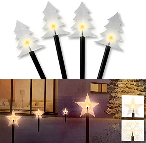 DbKW LED Balkon-/ Gartenstecker 6 Std. Timer weihnachtliche Beleuchtung Leuchtstecker Batteriebetrien Weihnachtsbeleuchtung (Sterne)